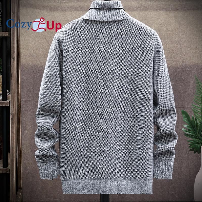 Cozy Up Men's Autumn and Winter Solid Thickened and Padded High-Collar Sweater