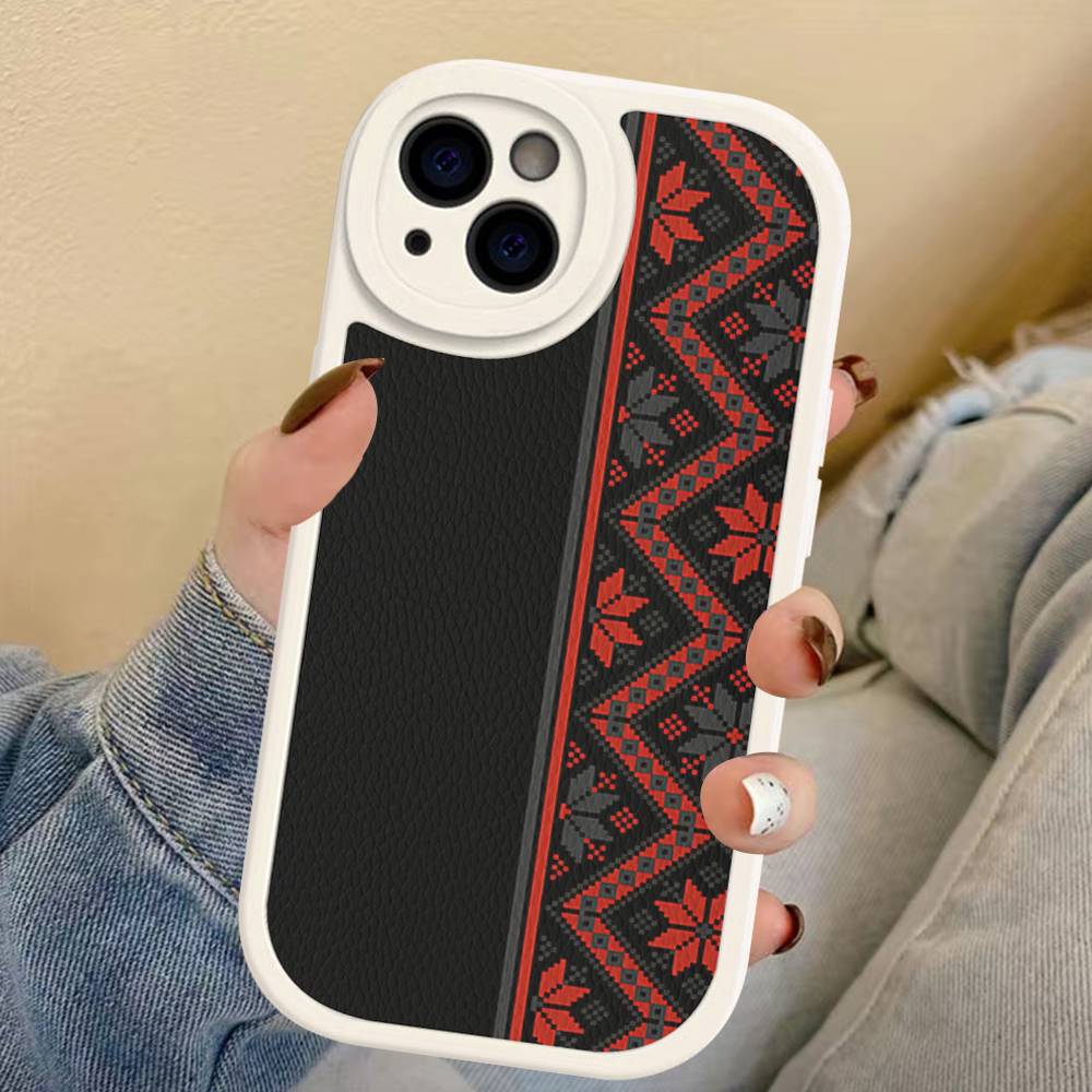 G-Ukraine Ornament Pattern Phone Case For IPhone 16 15 14 13 12 11 Pro Max Plus Leather Soft Cover