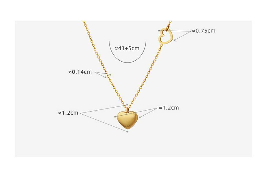 Blogger's Double Peach Heart Necklace: 18K Gold-Plated Titanium Steel Clavicle Chain P221
