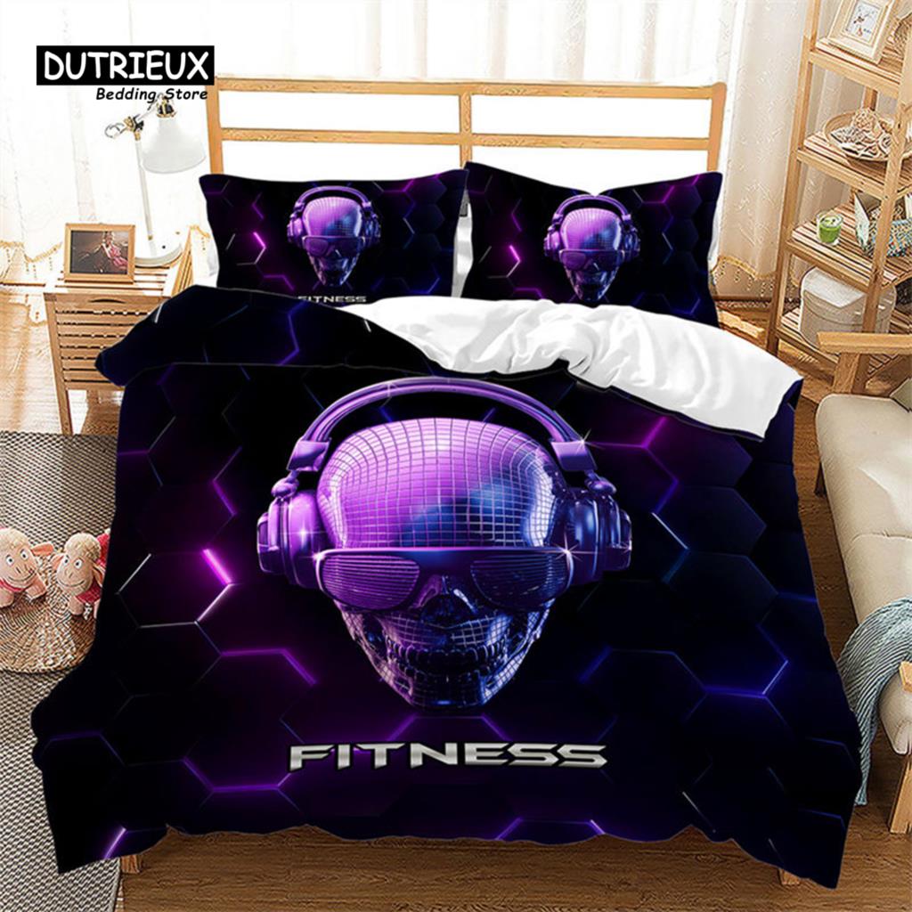 

Пододеяльник с темным черепом из микрофибры, готический комплект постельного белья со скелетом, тема ужасов, одеяло, покрывало Queen для подростков, взрослых, декор для спальни EU single(135x200cm)