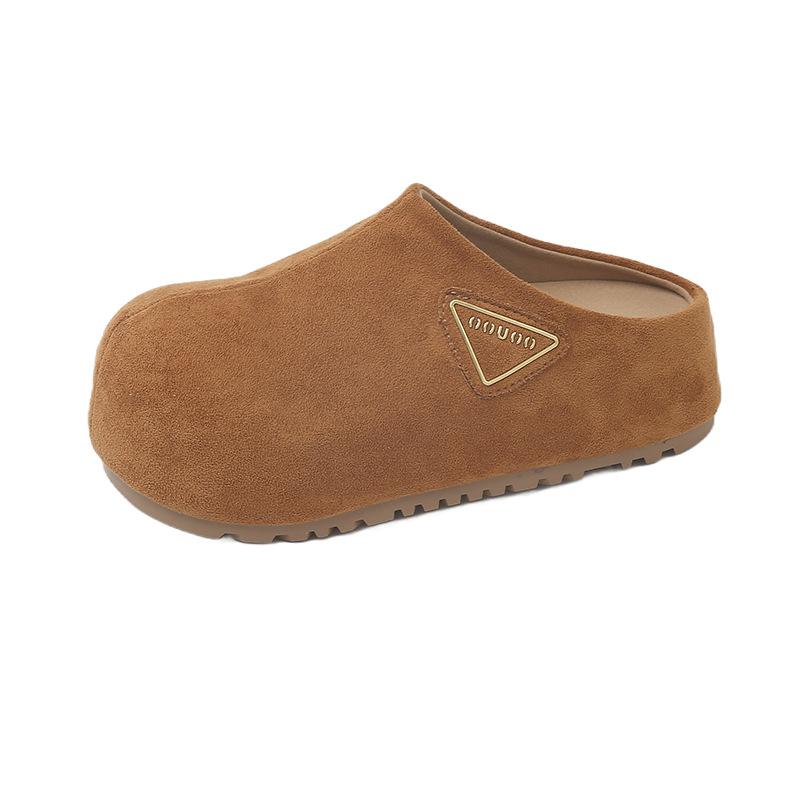 Thick-soled Bag Head Half Slippers Women's Inner Height-increasing Single Shoes Autumn New Internet Celebrity Big Head One Pedal Lazy Shoes Casual Sho