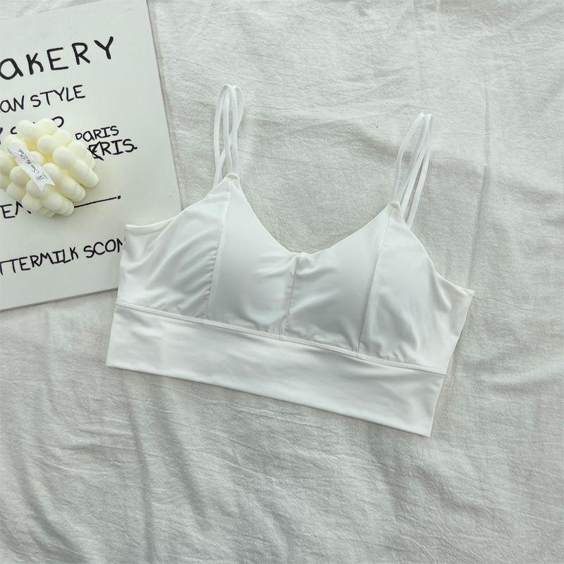 

Beautiful Back Girl Intimates Women s Seamless Thin Gathered Wrapped Chest Tube Top Wireless Ice Silk Bra Student Sling Vest White All yards