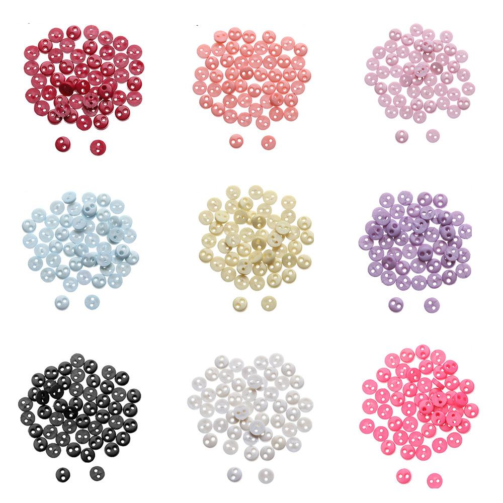 50Pcs 4mm Mini Buttons For DIY Doll Clothes Round Candy Color 2 Holes Card Making Scrapbooking Buttons Sewing Accessories