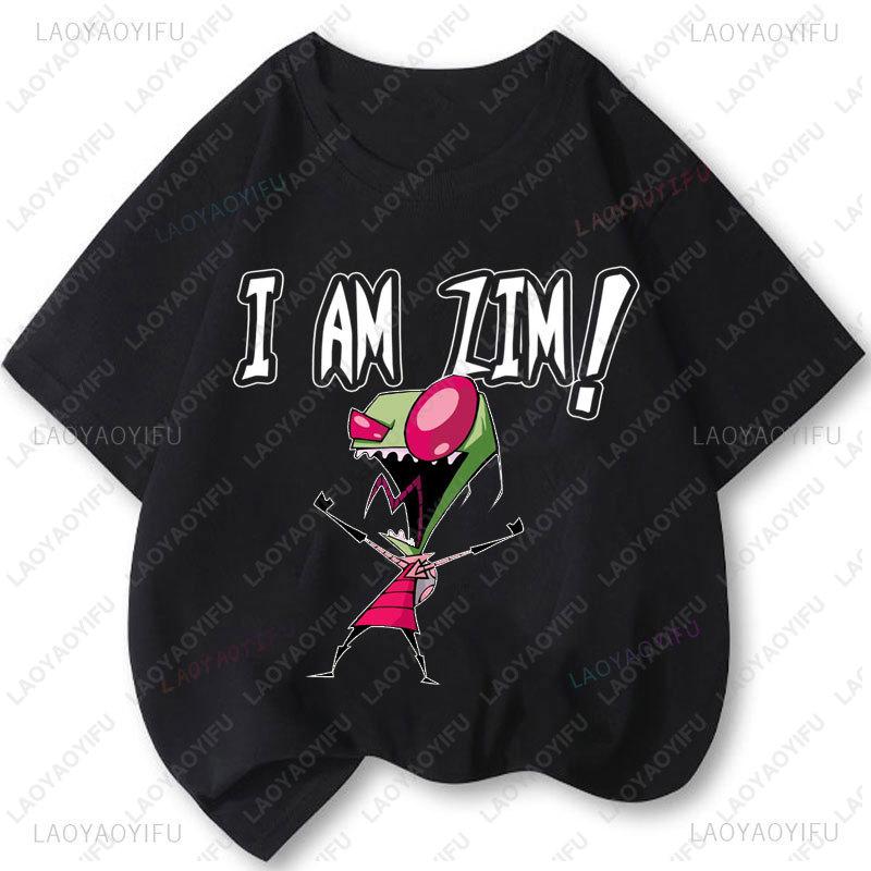 T-Shirts Invader Zim T-Shirt Streetwear Harajuku Grafik Kurzarmshirt Günstige Kleidung Polyester Lustige Cartoon-Oberteile