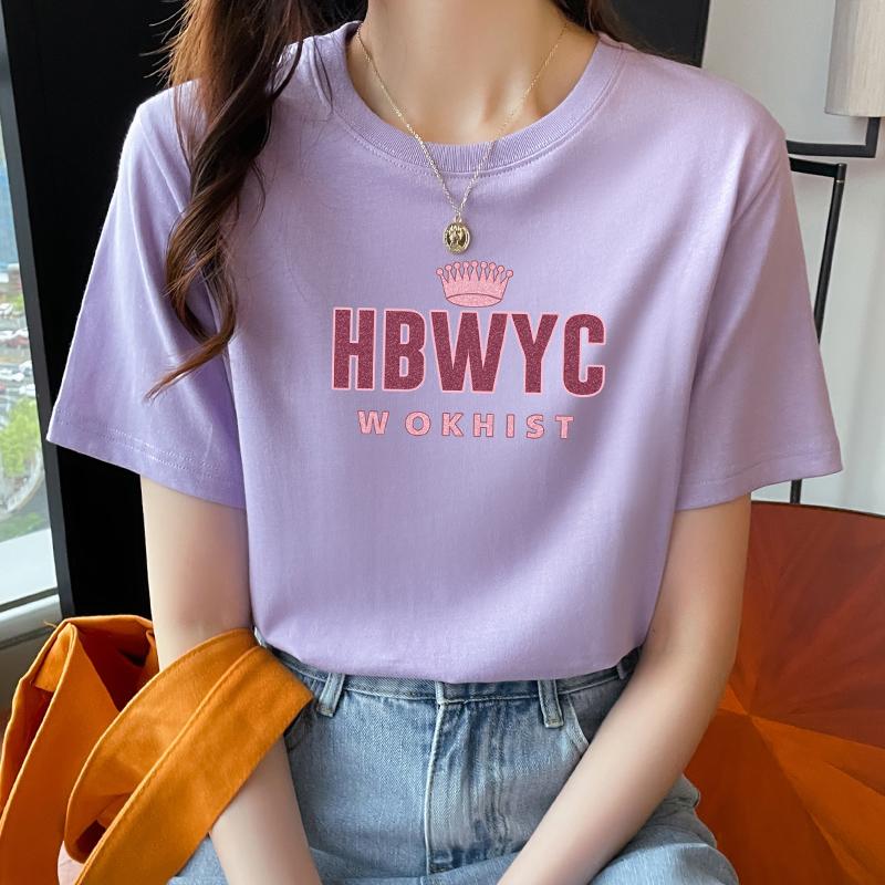 

Shoulder white cotton short-sleeved t-shirt women s loose 2025 summer new small bottom t-shirt tide 3XL