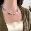 Natural Aventurine Pearl Necklace: High-End Green Crystal Choker for Women In Ancient Literary Style