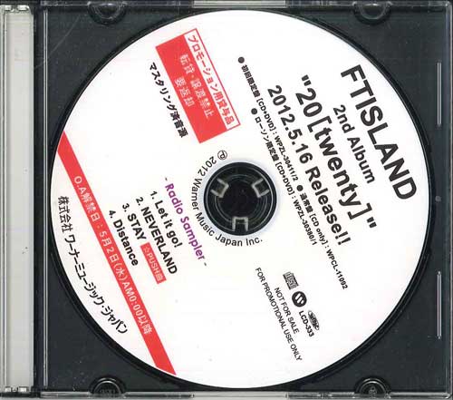 

CD FTISLAND - 20[twenty] LCD333 WARNER 2012 Japan Japanese Pop/Rock Used