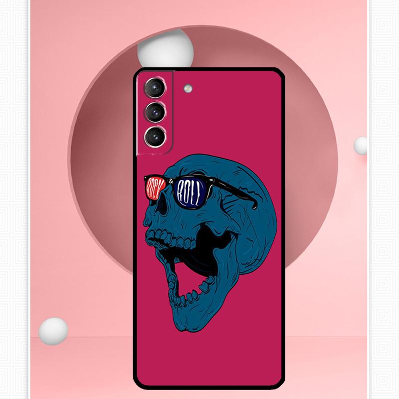 Rock and Roll Skull Case For Samsung Galaxy S25 Ultra S21 S22 S23 S24 Ultra S9 S10 S20 Plus S25 FE Cover Funda