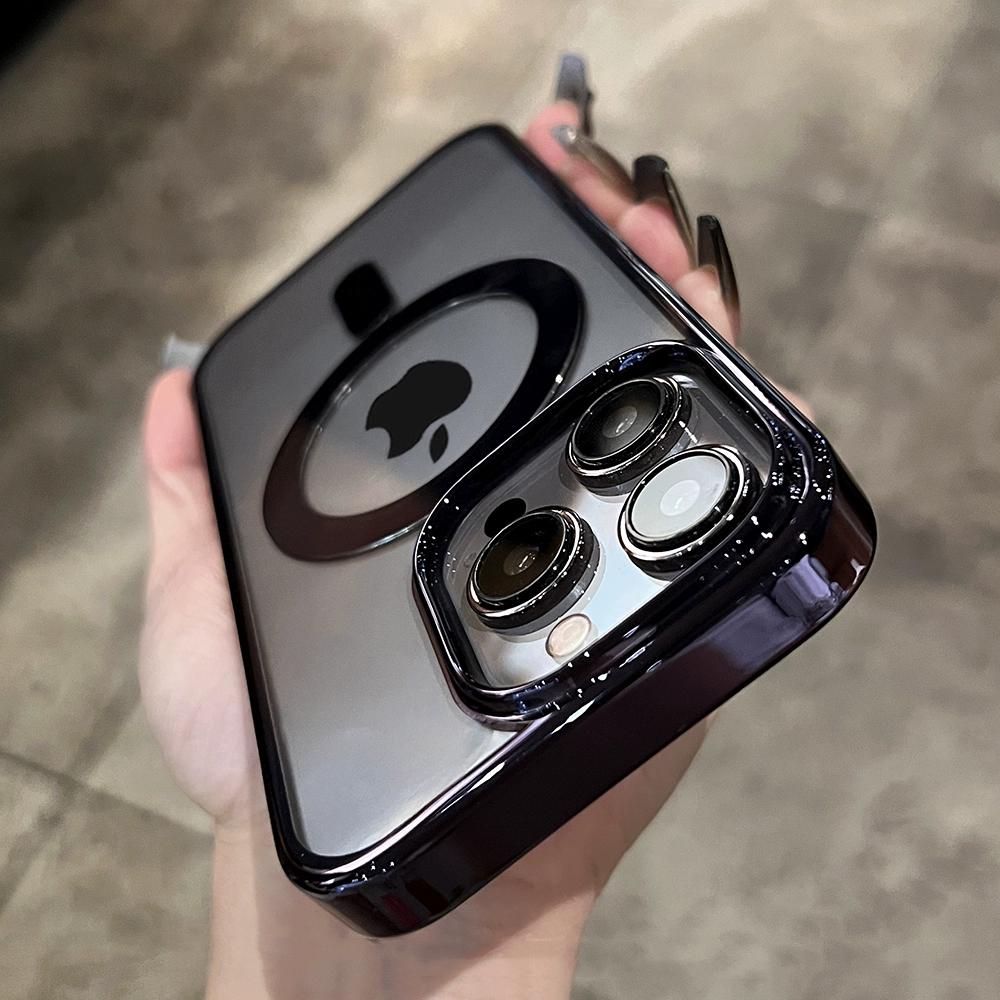 Cadru de placare transparent pentru husă magnetică Magsafe pentru iPhone 15 14 13 12 11 Pro Max Încărcare fără fir pentru PC dur Husă ultra subțire