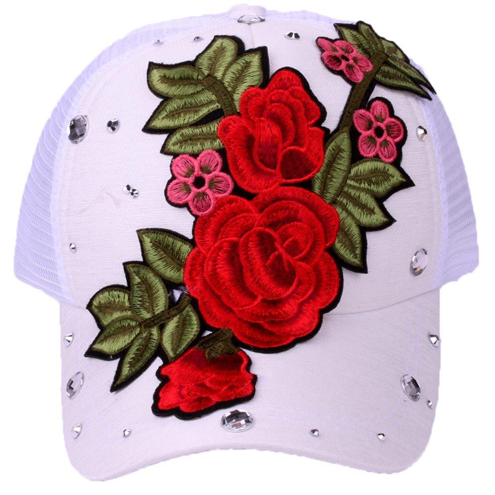 Cappello a Rete Traspirante Ricamato da Donna con Intarsi di Diamanti Affascinante Cappello Estivo alla Moda e Versatile Cappello da Sole Cappello da Sole Casual