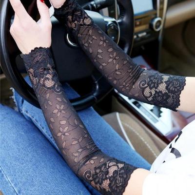 Lace Gloves Sunscreen Long Lace Fingerless Mittens Covered Scar Elastic Sleeve Ladies Driving Gloves