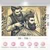 2D flat design 1-piece vintage barber shop theme party backdrop suitable for birthdays and weddings