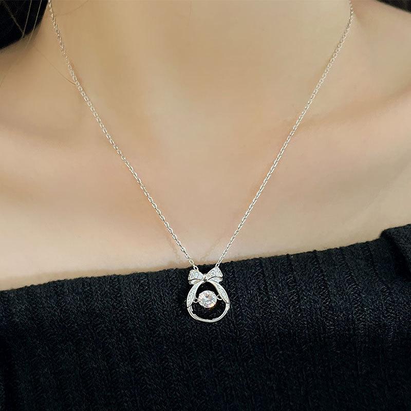 Flash Diamant Kulatý Diamant Agilní Zirkon Mašle Náhrdelník Klíční kost Řetízek Super Víla Nika High-end Smysl