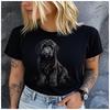 Cotton  Cute Black Curly Goldendoodle Puppy Graphic T Shirt Women Casual Pet Dog Print Short Sleeve Tee Gift For Dog Lovers
