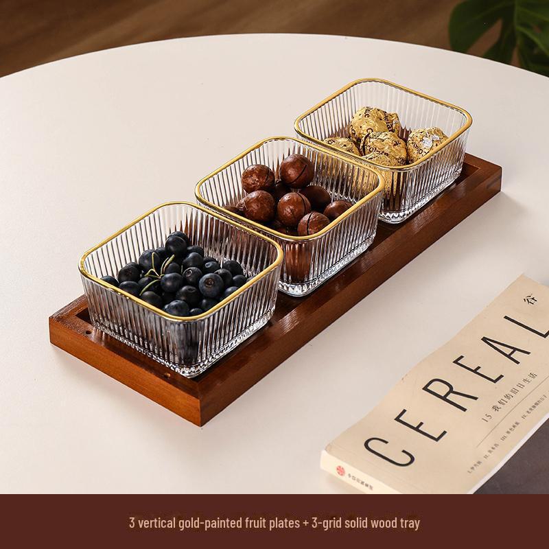 Japanese-Style Glass Fruit and Snack Plate for Living Room Coffee Table