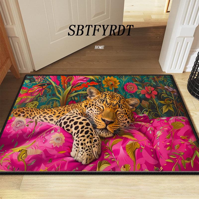 60*90cm Cute Animal Printed Crystal Velvet Floor MATS, Cute Animal Bathroom Anti-slip Floor MATS, Holiday Decoration Living Room and Bedroom Door MATS