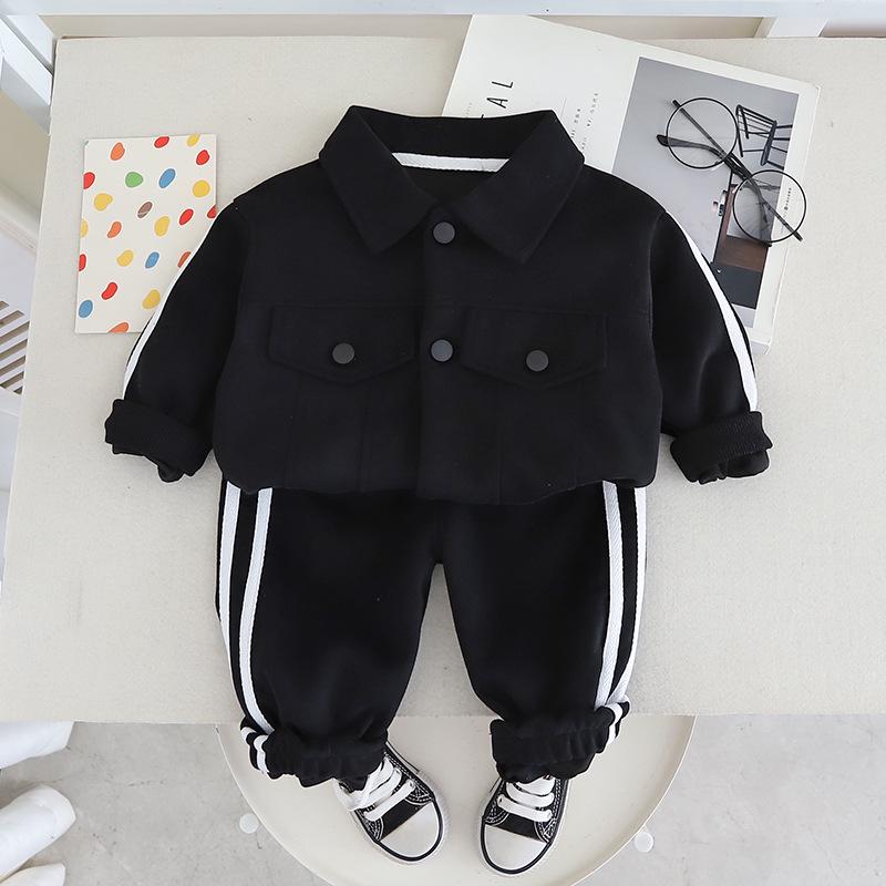 

Весна и Осень 2025 Милый спортивный костюм-двойка для девочек 120cm чёрный