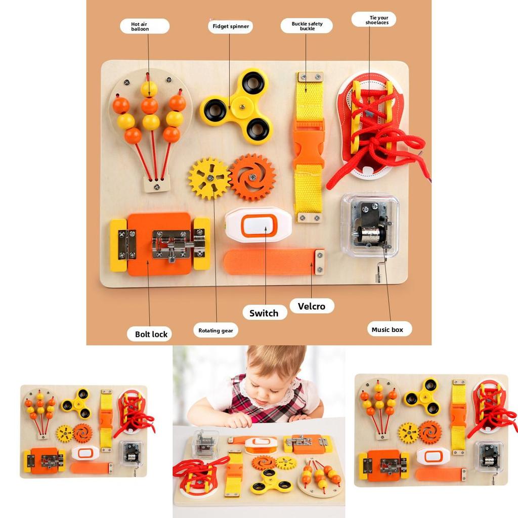 Wooden Music Box Fingertip Gyro Safety Buckle Game Board Children Puzzle Toy For Sensory And Emotional Growth