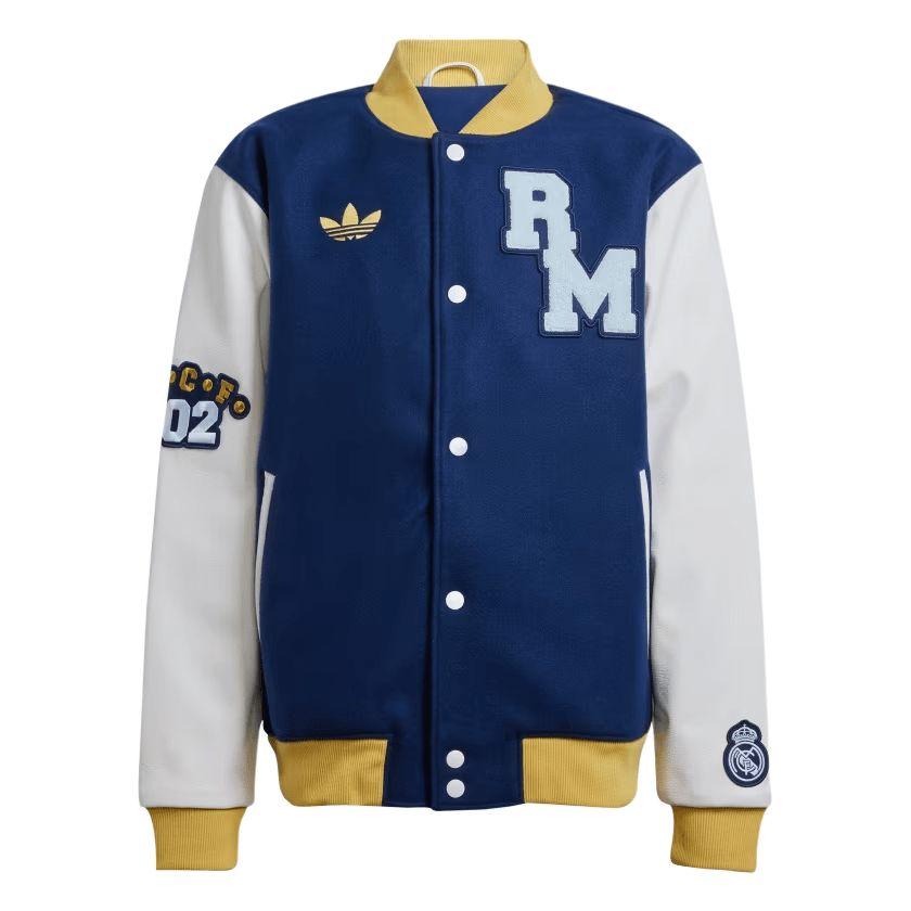 

Adidas Originals Реал Мадрид VRCT Вільний крій Застібка на ґудзиках Комір у рубчик Вишитий герб Куртка з довгим рукавом Унісекс Колір команди Темно-синій 2 JF2589 L
