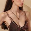 Fashion Women Necklace Double Chain Pendant Necklace Clavicle Chain Youthful Women Accessories Stainless Steel Texture
