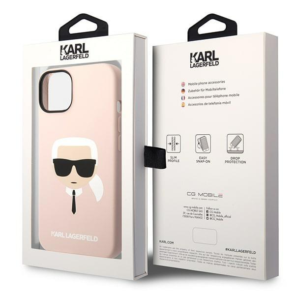 Karl Lagerfeld KLHCP14MSLKHLP iPhone 14 Plus / 15 Plus 6.7" hardcase pink Silicone Karl`s Head