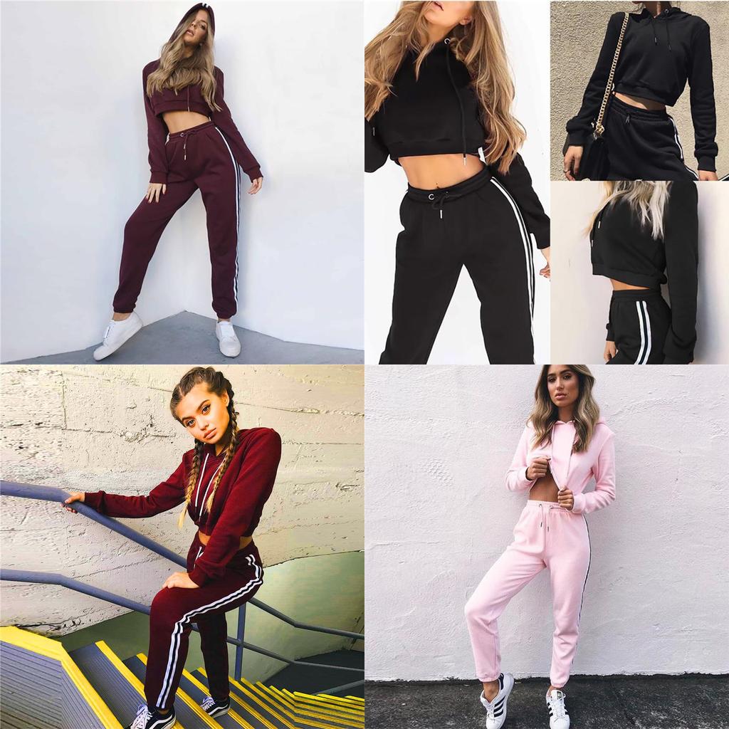 Sets Damen Jogginganzug Oberteile Unterteile Mode Langarm Lockerer Pullover Sportbekleidung