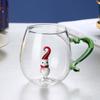 Creative Christmas Glass Mug Snowman Christmas Tree Design Gift Cup