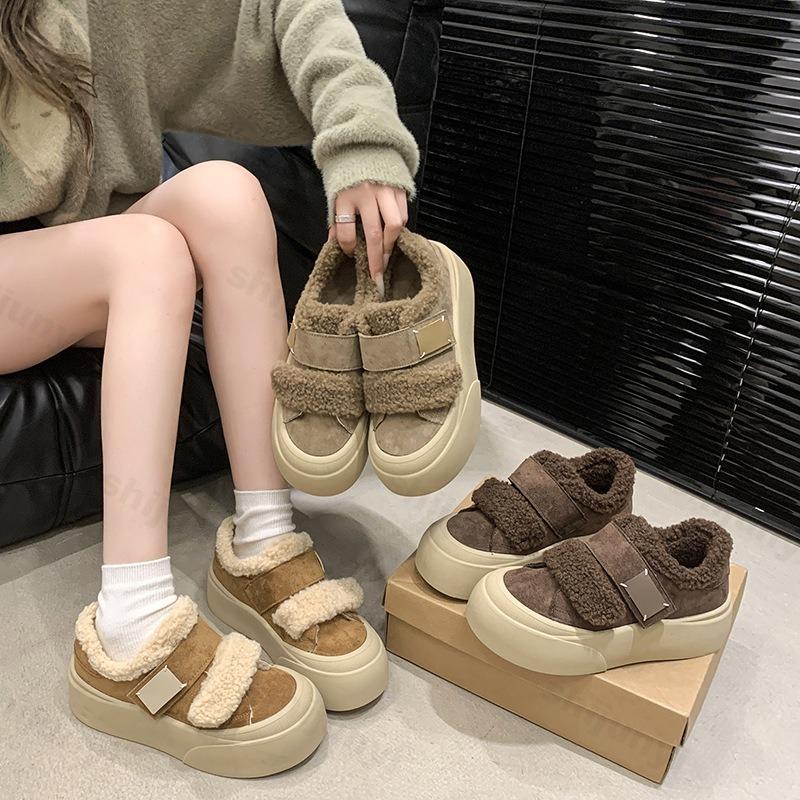 Retro Warm Thickern Hairy Vulcanize Shoes for Women 2026 Winter New Fashion Versatile Soft Plush Comfortable Chunky Cotton Shoes