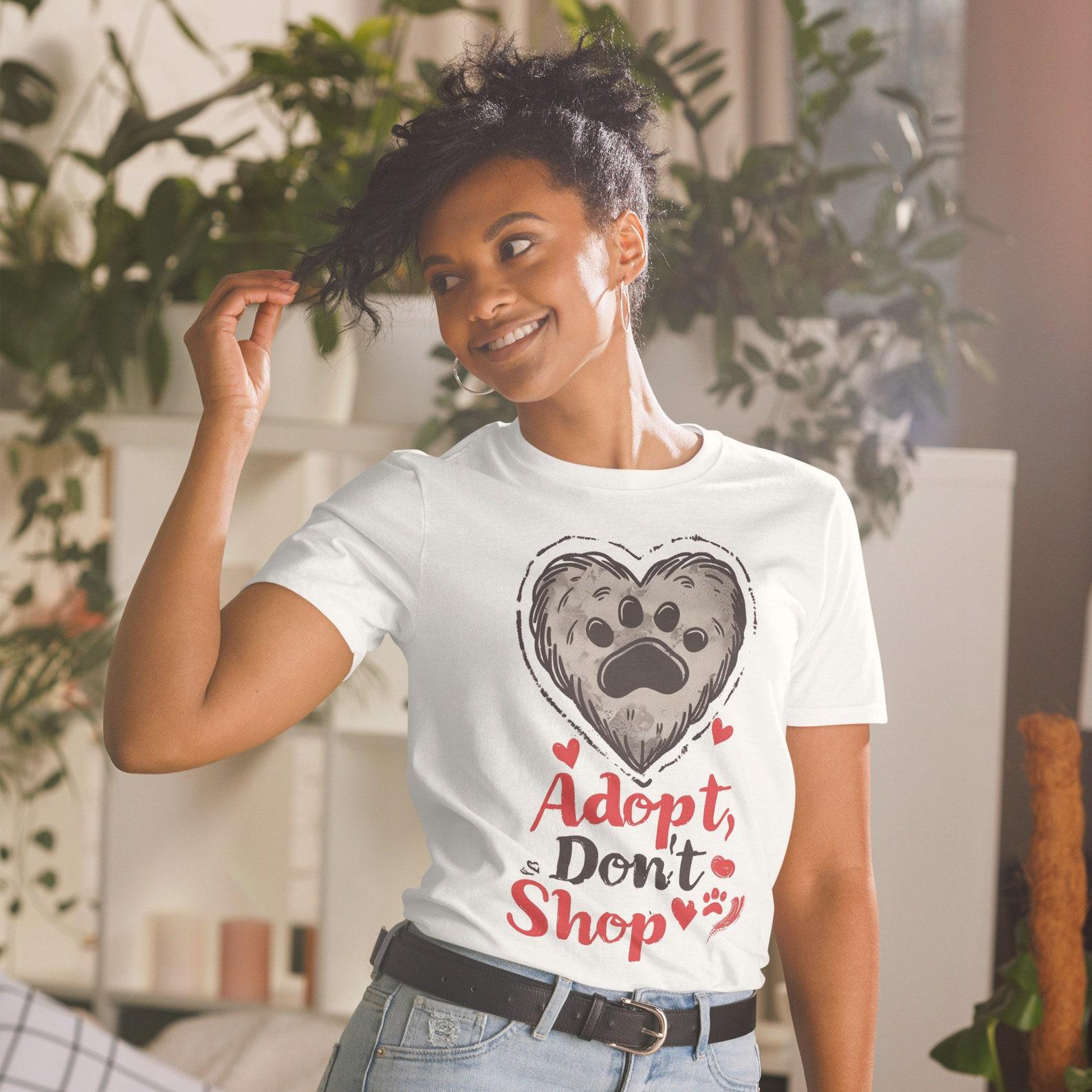 Adopt Don t Shop Tee: Heart & Paw Print, Animal Rescue Shirt S