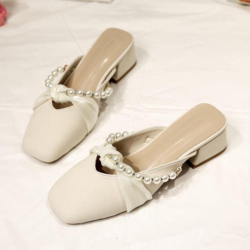 

Баотоу полушлепанцы женские летние новые сандалии с юбками, красивые туфли на высоком каблуке с полуподдержкой 40 абрикосовый