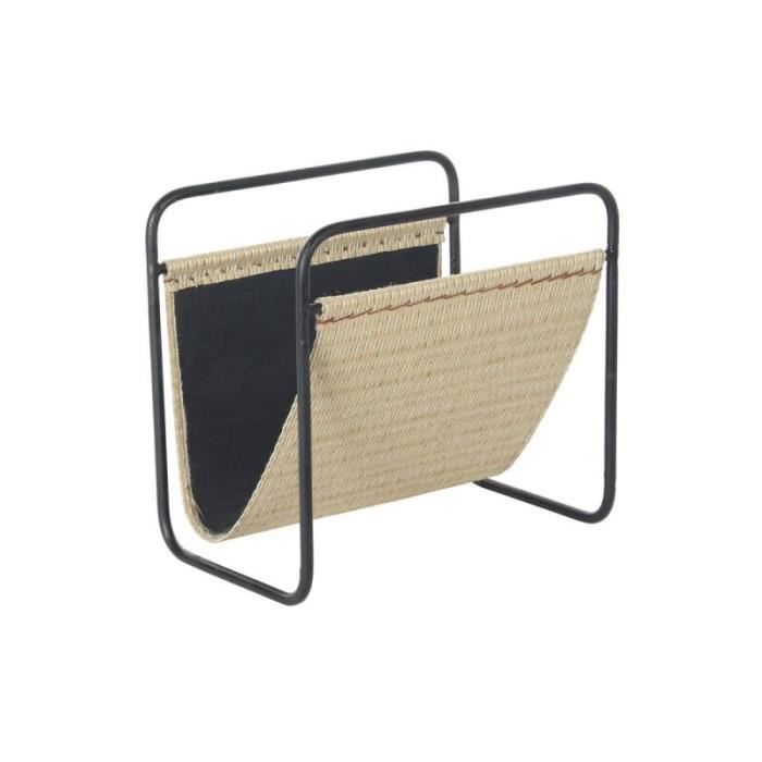 Porte-revues - DKD Home Decor - Noir et naturel - Métal et rotin - 39 x 26 x 36 cm