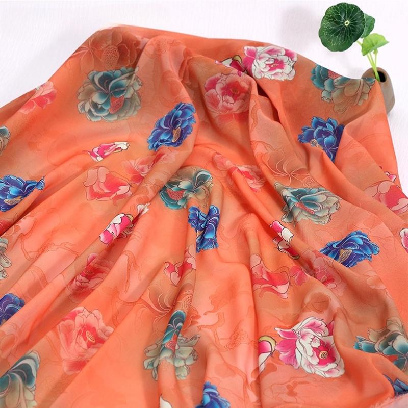 100x150cm 30D Printed Chiffon Ink Chinese Style Fabric Transparent for Sewing Skirt Gauze Scarf Clothing Fabric