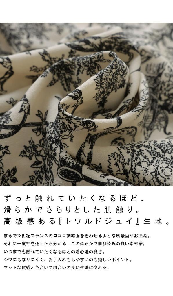 Antiqua Toile de Shirt Long Free Size Ivory Jouy-style Dress, Women's, Sleeve, PO-00133, 28,