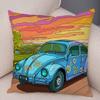 Pillowcase Happy Camper Cartoon House Travel Car Cushion Cover Sofa Home Super Soft