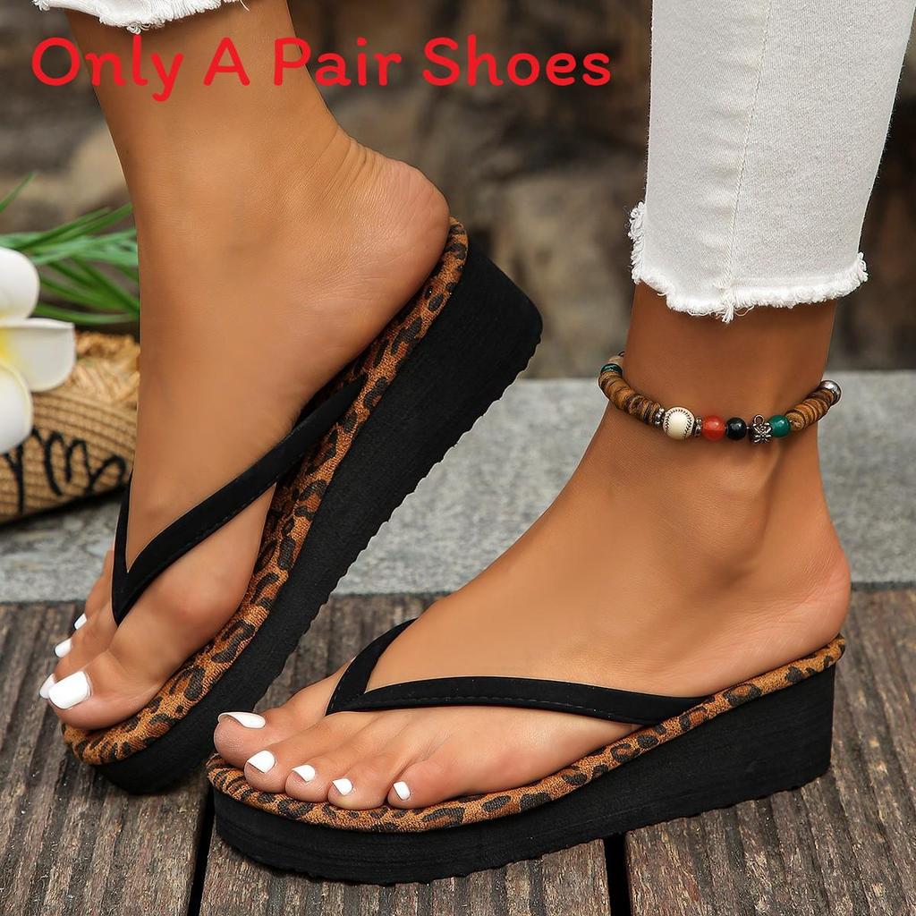 Summer Thick Soled Wedge Flip Flops With Rubber Sole For Womens Casual Beachwear