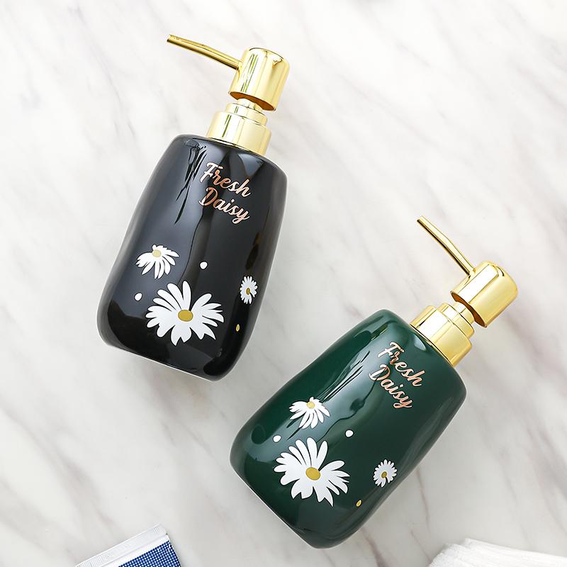 Soap Dispenser Ceramic Hand Sanitizer Press Bottle Shower Gel Sub Bottle Luxury Shampoo Lotion Bathroom Accessories 450ml