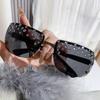 Stylish Rimless Rectangle Diamond Sunglasses for Women Brand Designer Trendy Y2K Sun Glasses Outdoor Vacation Fashion Shade