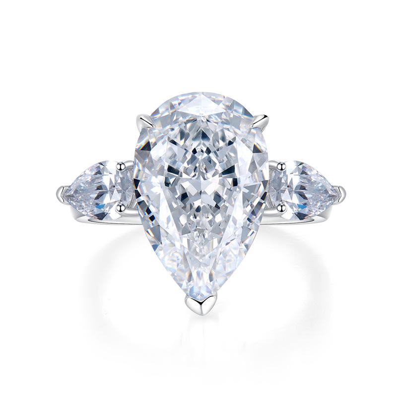 

Mujing Jewelry Розкішна каблучка з S925 срібла у формі краплі з високовуглецевим діамантом 11*17 Size 9