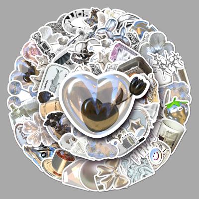 50 Stück Silber Advanced Nordic Cartoon DIY Notebook Handheld Ledger Aufkleber Wasserdicht Geburtstagsgeschenk Aufkleber