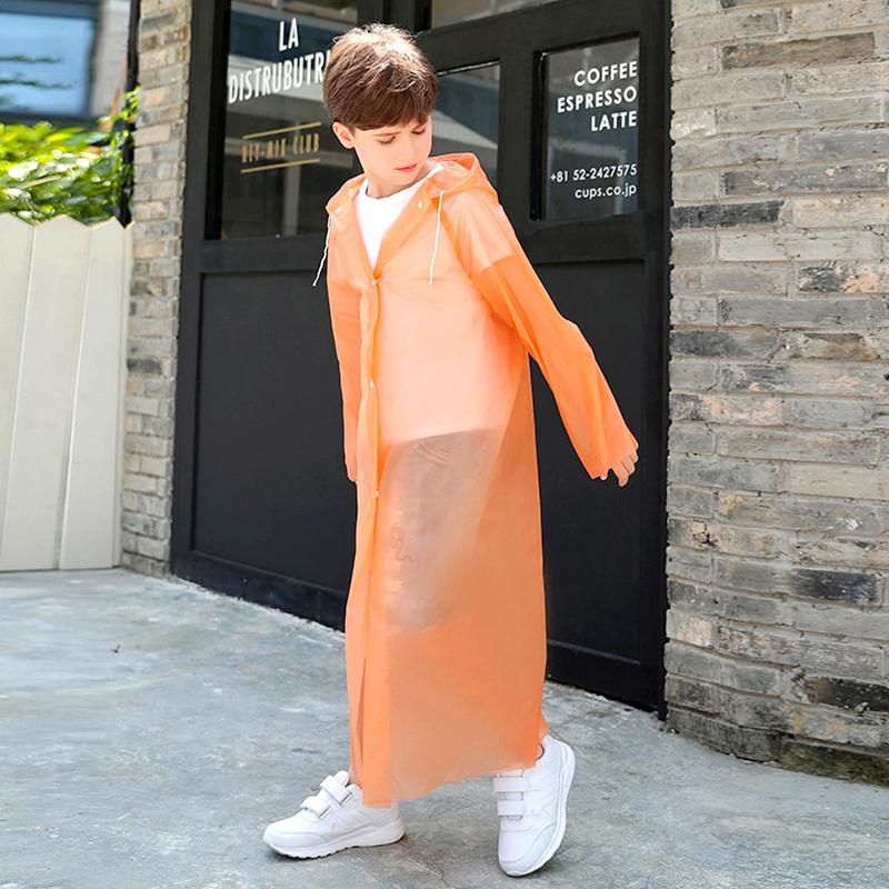 

1Pc Children Jacket Coats Hooded Rainsuit Waterproof Poncho Solid Color Rain Cover Raincoat PEVA оранжевый