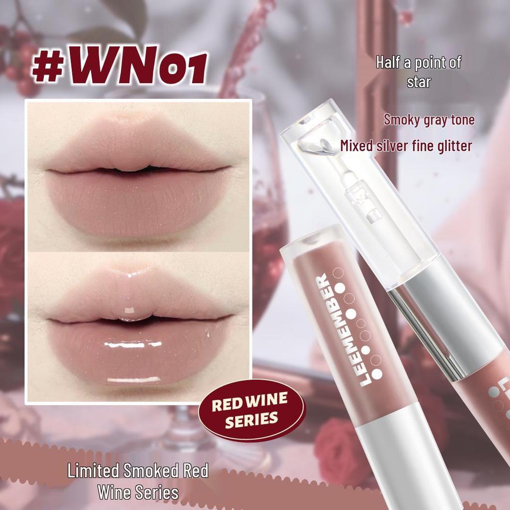 LEEMEMBER Limon Double-Ended Matte & Water Gloss Lip Set with Primer and Nude Lipstick.
