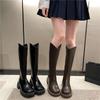 Long Boot Women's New Hit Style Thick-soled Wide-heel High-top Shoes Soft Leather Boots