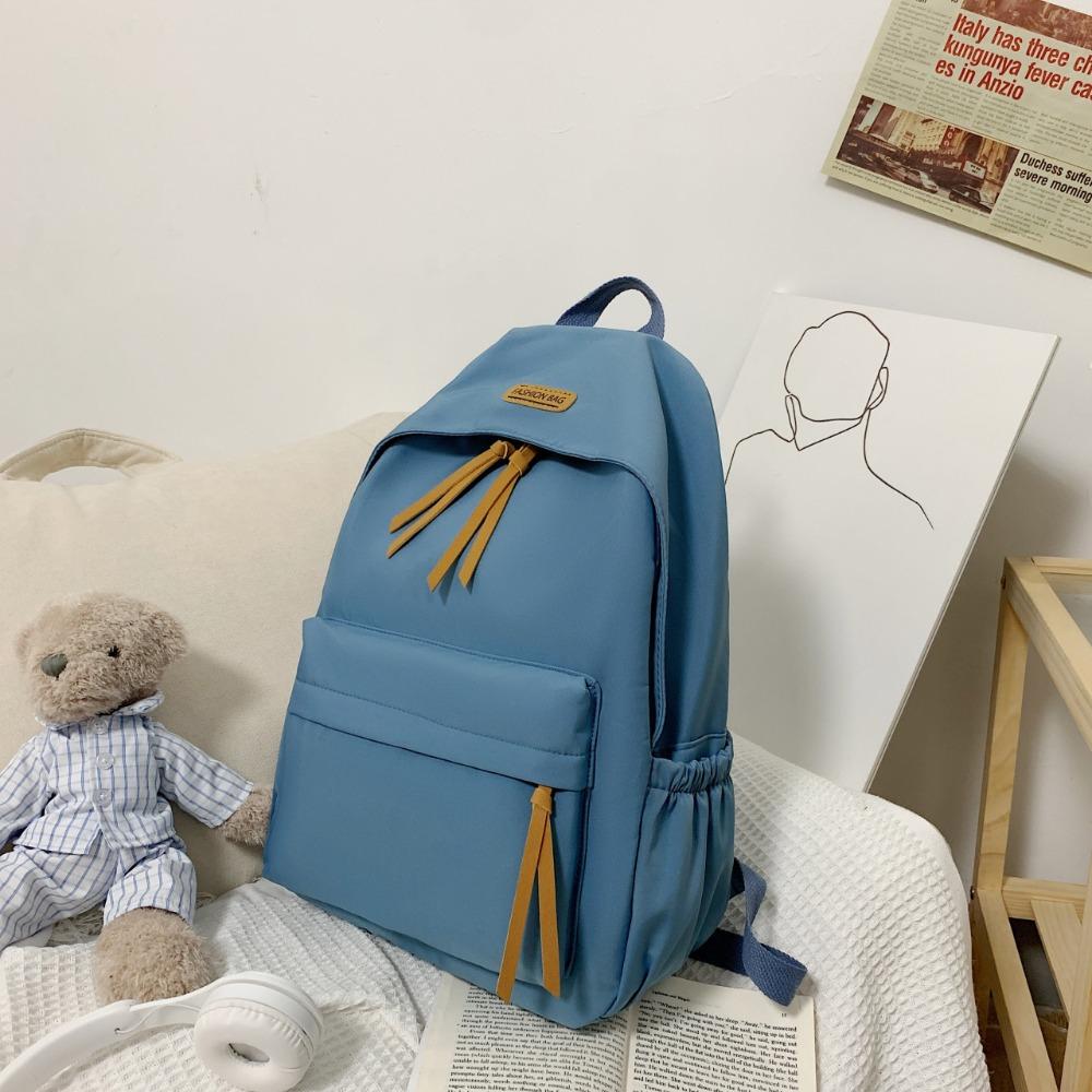 Trendy Nylon Polyester Versatile Backpack White Grey Black Blue Washable School Student Backpack Computer Bag Women Men