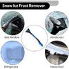 1pc 60x11cm Universal Car Ice Scraper Brush with Broom - SUV Snow Frost Remover for Car Truck RV Windscreen Side Window Anti Crash - Plastic Blue