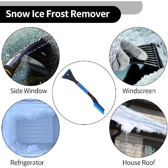 1pc 60x11cm Universal Car Ice Scraper Brush with Broom - SUV Snow Frost Remover for Car Truck RV Windscreen Side Window Anti Crash - Plastic Blue