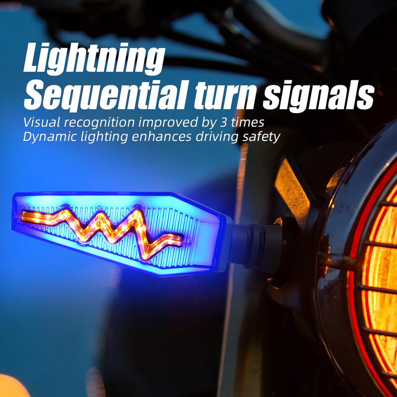 1 Pair Heartbeat Design Motorcycle Turn Signal Front Rear Blinker Dual Color for Driving Turning Universal Motorcycle Indicator