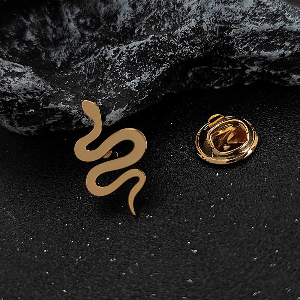 Symbol Culture Stainless Steel Brooch, Ancient Mythological Serpent Symbol Badge, Jewelry for Health and Guardianship.