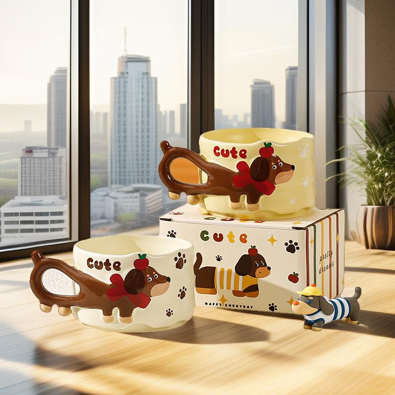Cute Dachshund Ceramic Mug Office Water Mug Household Coffee Mug Couple Mug Gift Box Packing Gift Girl