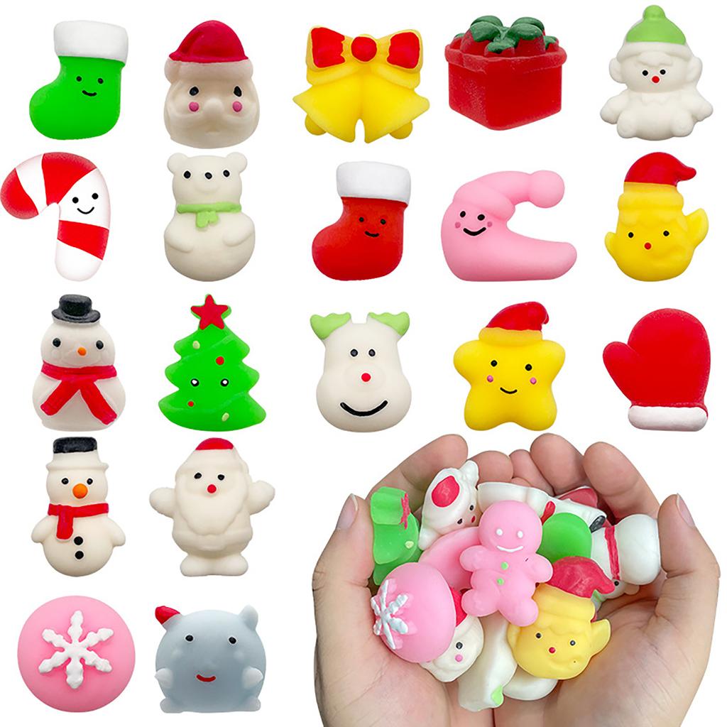 Christmas Group Squeezing And Kneading Tpr Soft Rubber Santa Claus Snowman Decompression Toy Set