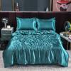 Nordic Satin Silk Bedding Set with Duvet Cover Bed Sheet Pillowcases Luxury Solid Single Double Couple Pillow Case Bedsheet